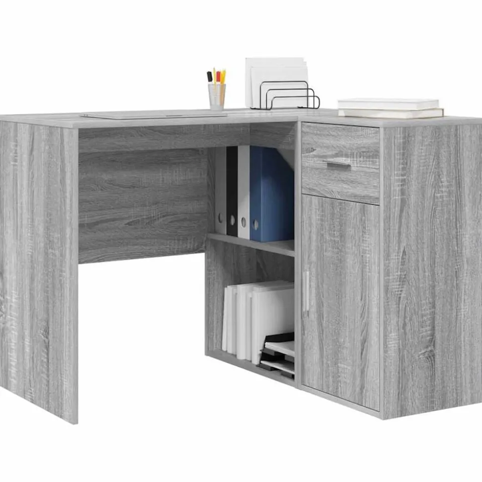 vidaXL Hoekbureau met lade Grijs Sonoma 102 x 88 x 75 cm