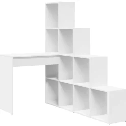 vidaXL Hoekbureau met plank Wit 101,5 x 149,5 x 149,5 cm Bewerkt hout