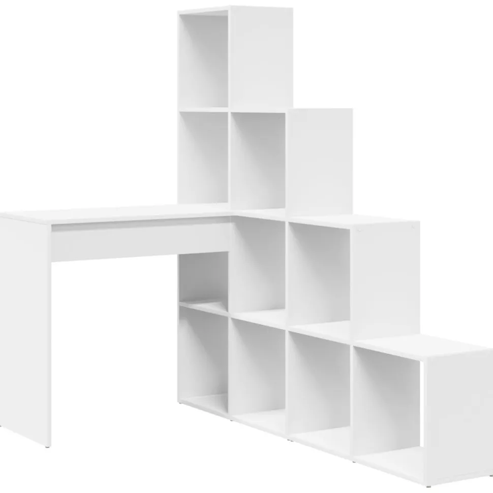 vidaXL Hoekbureau met plank Wit 101,5 x 149,5 x 149,5 cm Bewerkt hout