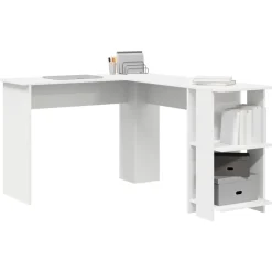 vidaXL Hoekbureau met plank Wit 140 x 113,5 x 75 cm Bewerkt hout