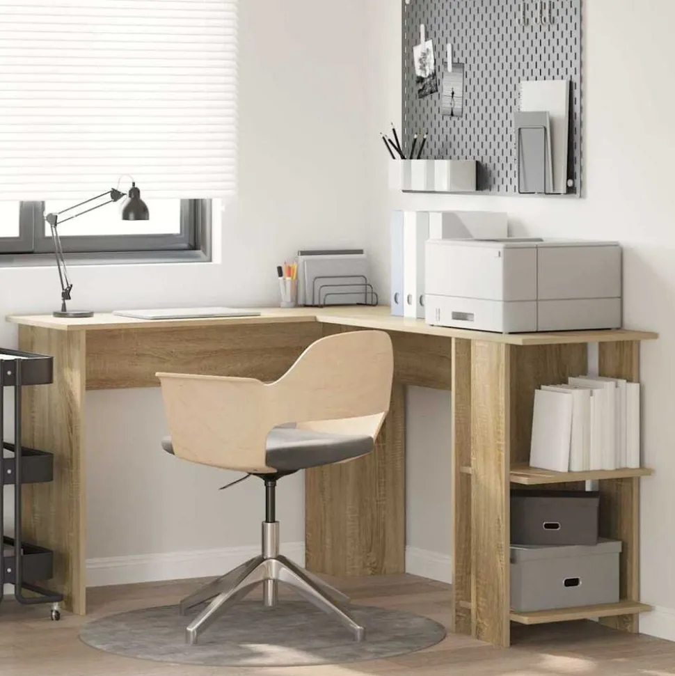 vidaXL Hoekbureau Sonoma Eiken 140 x 113,5 x 75 cm Bewerkt hout