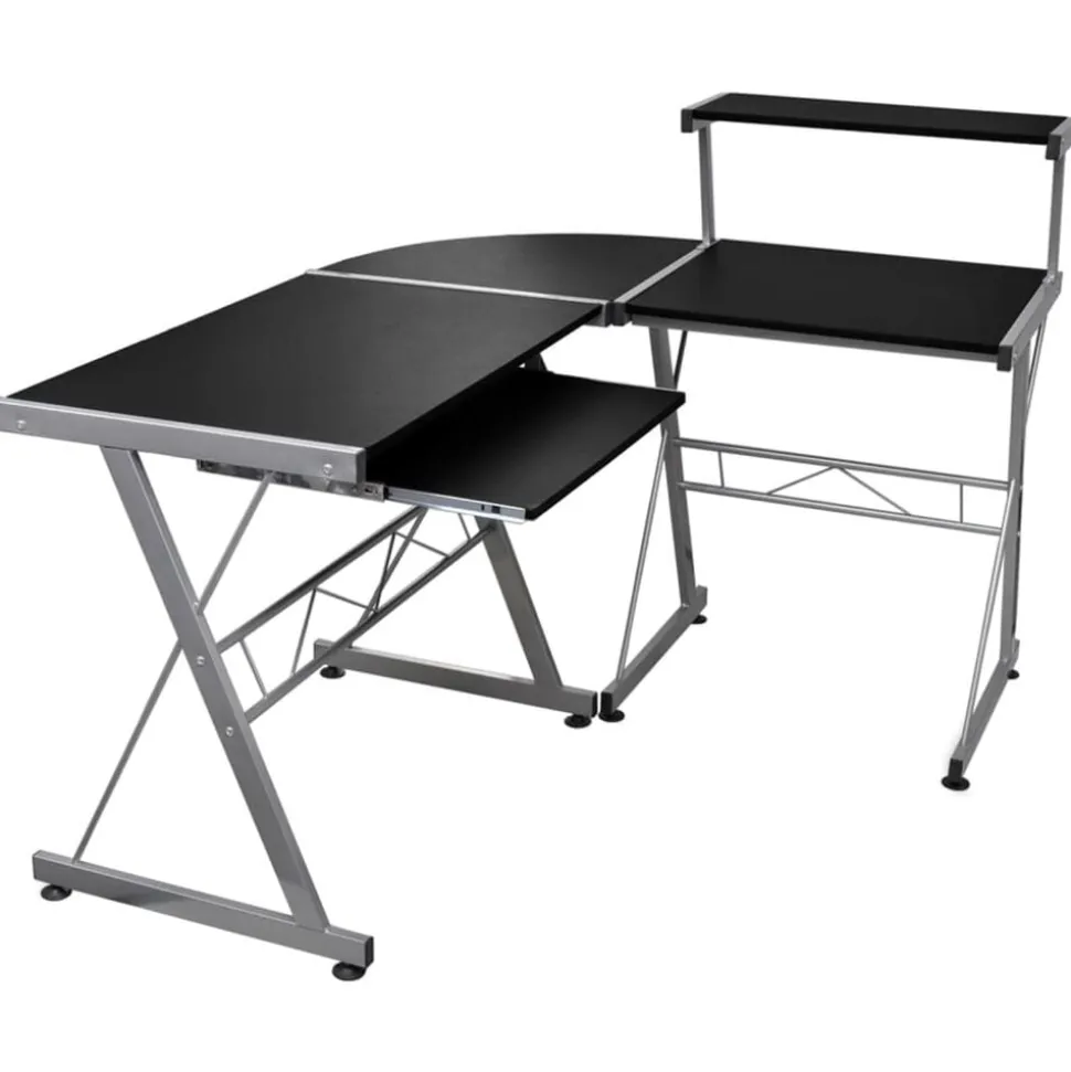 vidaXL Hoekbureau 132x112x99 cm bewerkt hout zwart