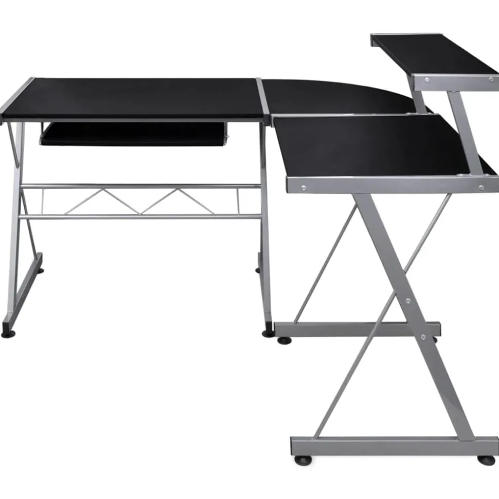 vidaXL Hoekbureau 132x112x99 cm bewerkt hout zwart