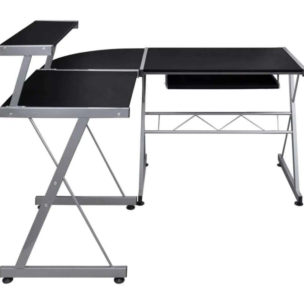 vidaXL Hoekbureau 132x112x99 cm bewerkt hout zwart