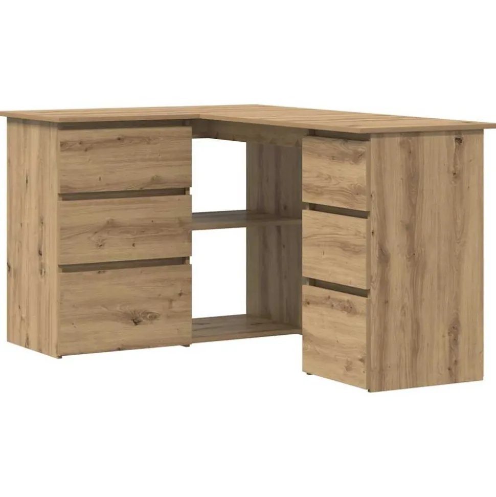 vidaXL Hoekbureau 145x100x76 cm bewerkt hout artisanaal eikenkleur