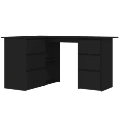 vidaXL Hoekbureau 145x100x76 cm bewerkt hout zwart