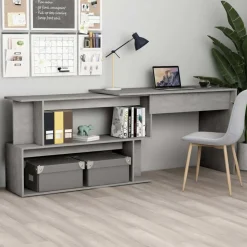 vidaXL Hoekbureau 200x50x76 cm bewerkt hout betongrijs
