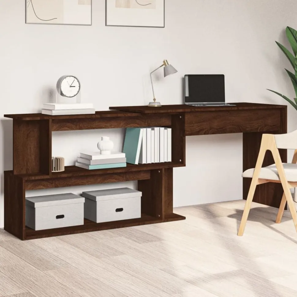 vidaXL Hoekbureau 200x50x76 cm bewerkt hout bruin eikenkleur