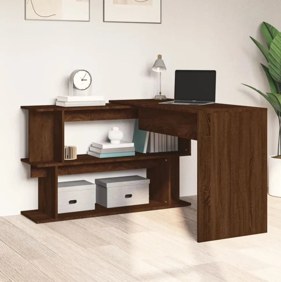 vidaXL Hoekbureau 200x50x76 cm bewerkt hout bruin eikenkleur