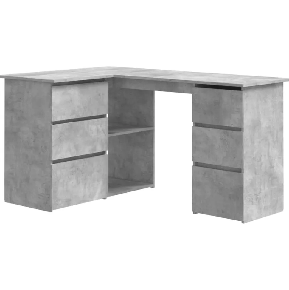 vidaXL Hoekbureau 145x100x76 cm bewerkt hout betongrijs