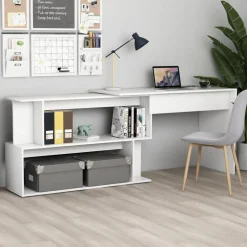 vidaXL Hoekbureau 200x50x76 cm bewerkt hout wit