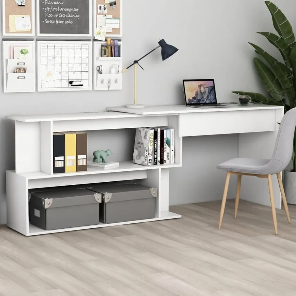 vidaXL Hoekbureau 200x50x76 cm bewerkt hout wit