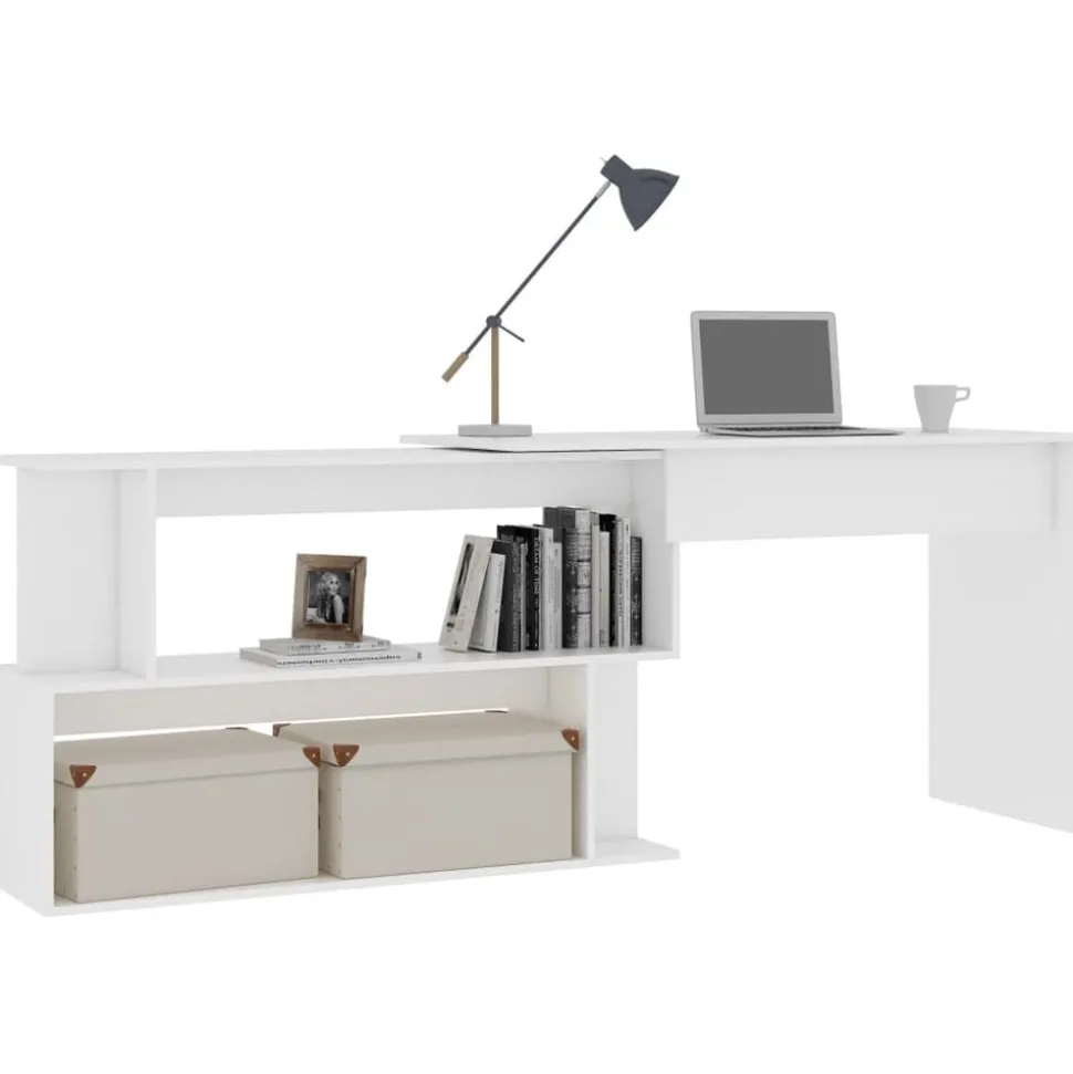 vidaXL Hoekbureau 200x50x76 cm bewerkt hout wit