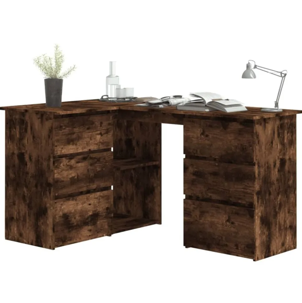 vidaXL Hoekbureau 145x100x76 cm bewerkt hout gerookt eikenkleurig