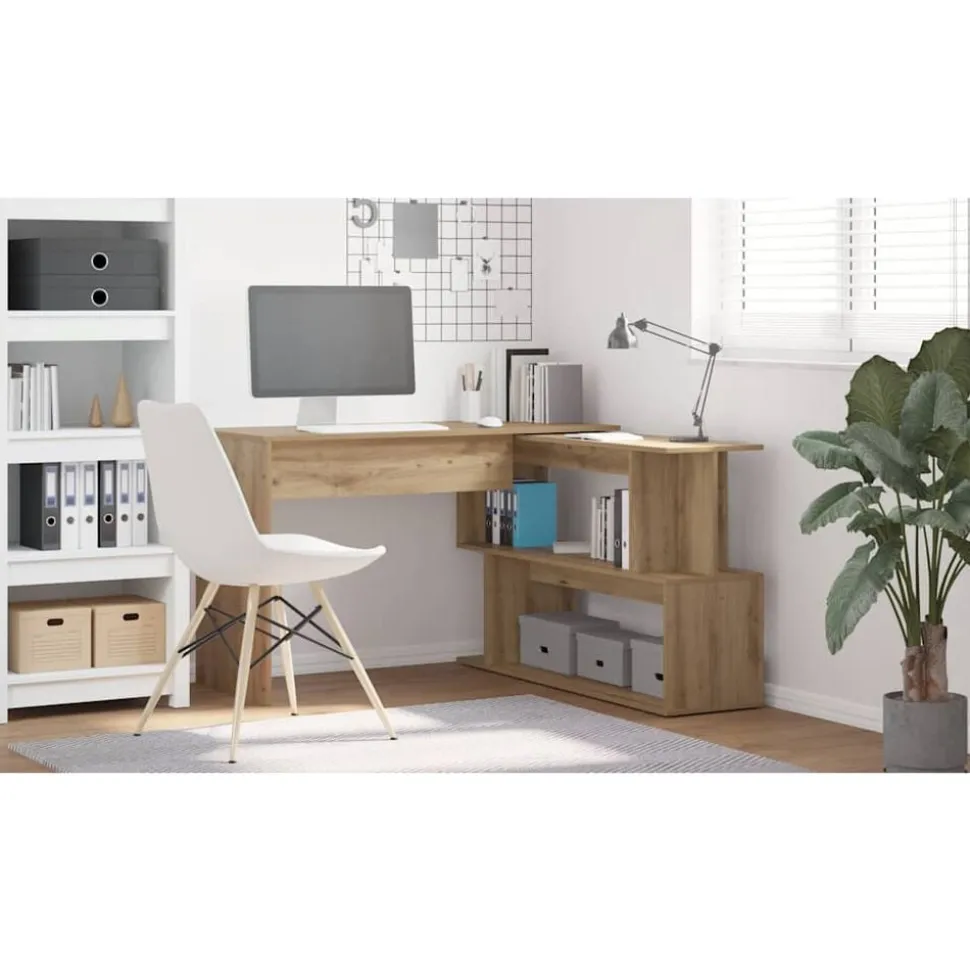 vidaXL Hoekbureau 200,5x50x76 cm bewerkt hout artisanaal eikenkleur