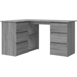 vidaXL Hoekbureau 145x100x76 cm bewerkt hout grijs sonoma eikenkleurig