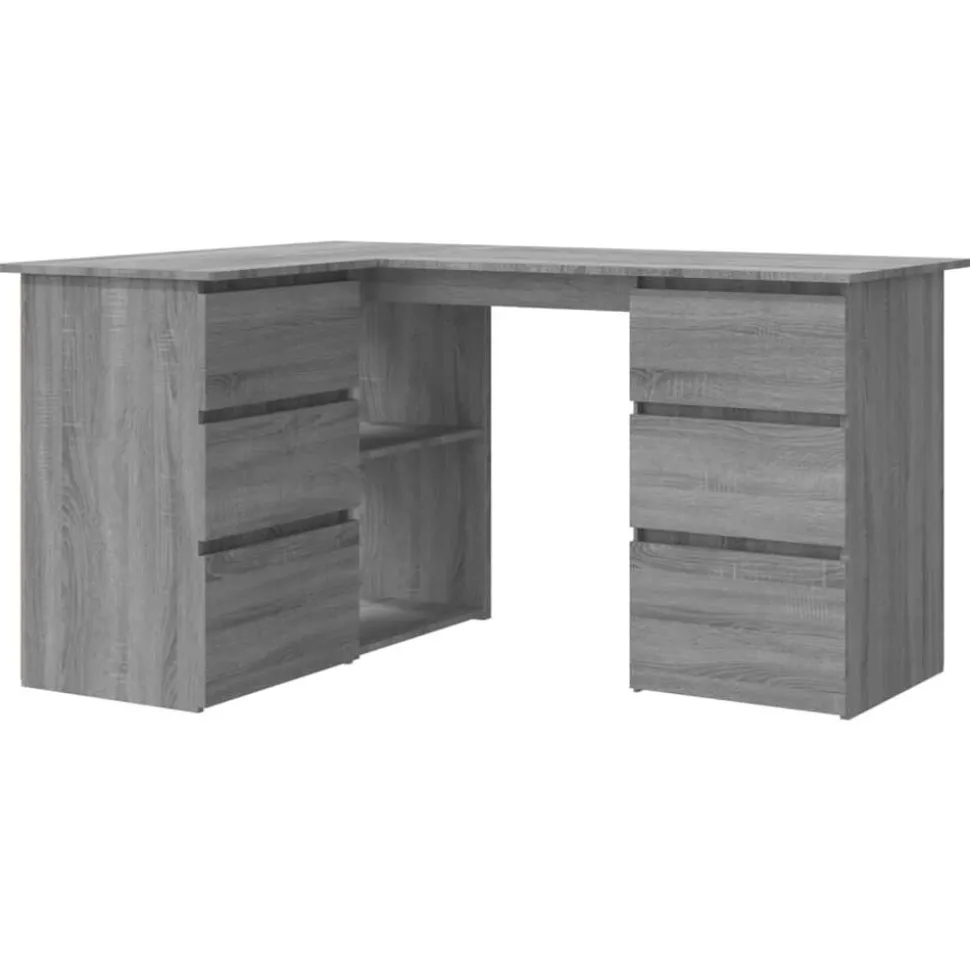 vidaXL Hoekbureau 145x100x76 cm bewerkt hout grijs sonoma eikenkleurig