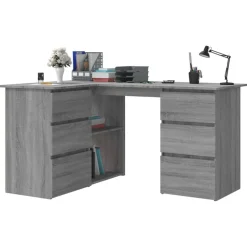 vidaXL Hoekbureau 145x100x76 cm bewerkt hout grijs sonoma eikenkleurig