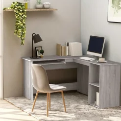 vidaXL Hoekbureau 120x140x75 cm bewerkt hout grijs sonoma eikenkleurig