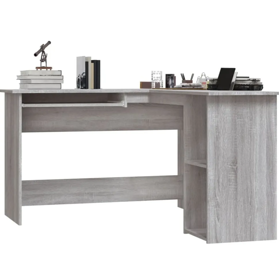 vidaXL Hoekbureau 120x140x75 cm bewerkt hout grijs sonoma eikenkleurig
