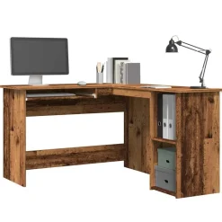 vidaXL Hoekbureau 120x140x75 cm bewerkt hout oud houtkleurig