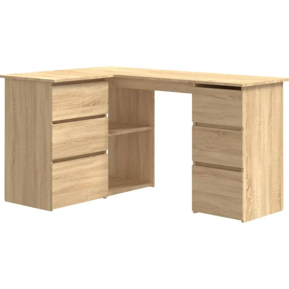 vidaXL Hoekbureau 145x100x76 cm bewerkt hout sonoma eikenkleurig