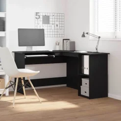 vidaXL Hoekbureau Zwart Eiken 120 x 140 x 75 cm Bewerkt hout