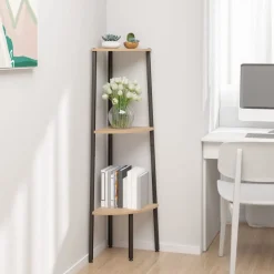 vidaXL Hoekkastje met 3 schappen 45,5x31,5x120 cm lichtbruin en zwart