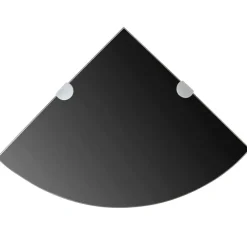 vidaXL Hoekplank met chromen dragers zwart 25x25 cm glas