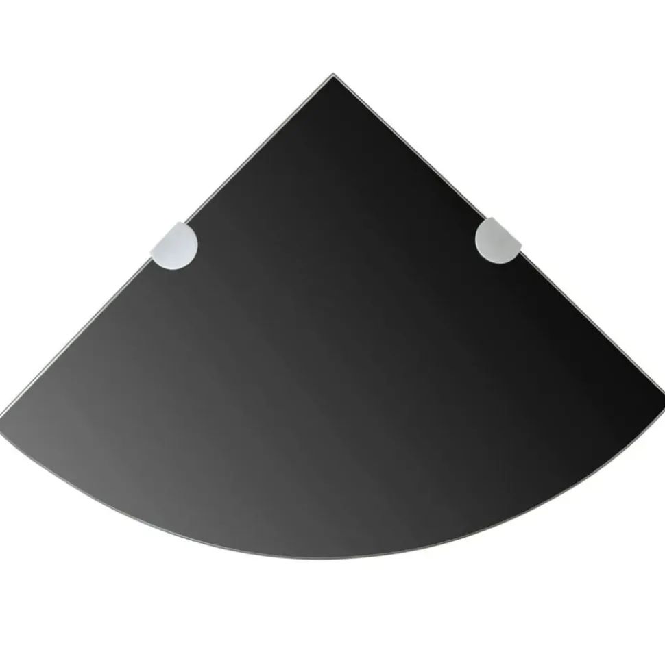 vidaXL Hoekplank met chromen dragers zwart 25x25 cm glas