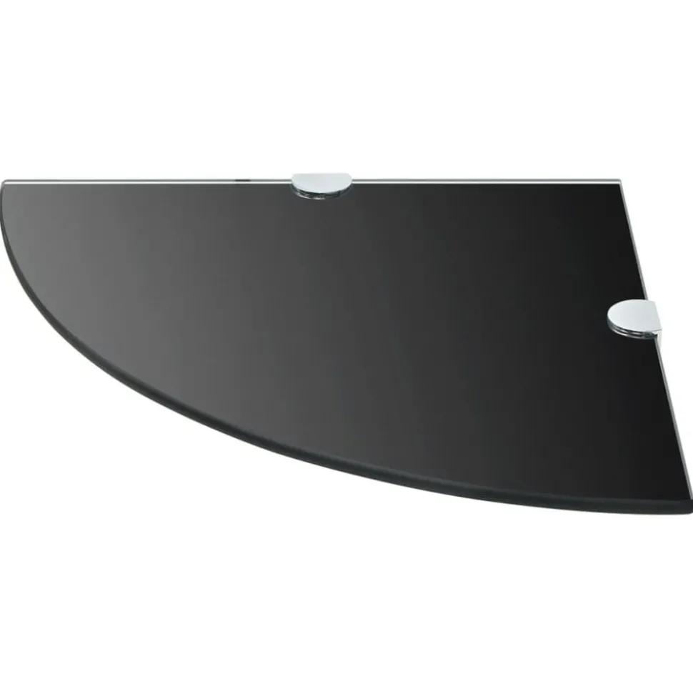 vidaXL Hoekplank met chromen dragers zwart 25x25 cm glas