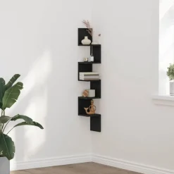 vidaXL Hoekplank met plank Zwart Eiken 20 x 20 x 127,5 cm Bewerkt hout