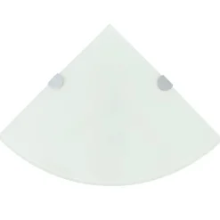 vidaXL Hoekschap met chromen dragers 25x25 cm glas wit