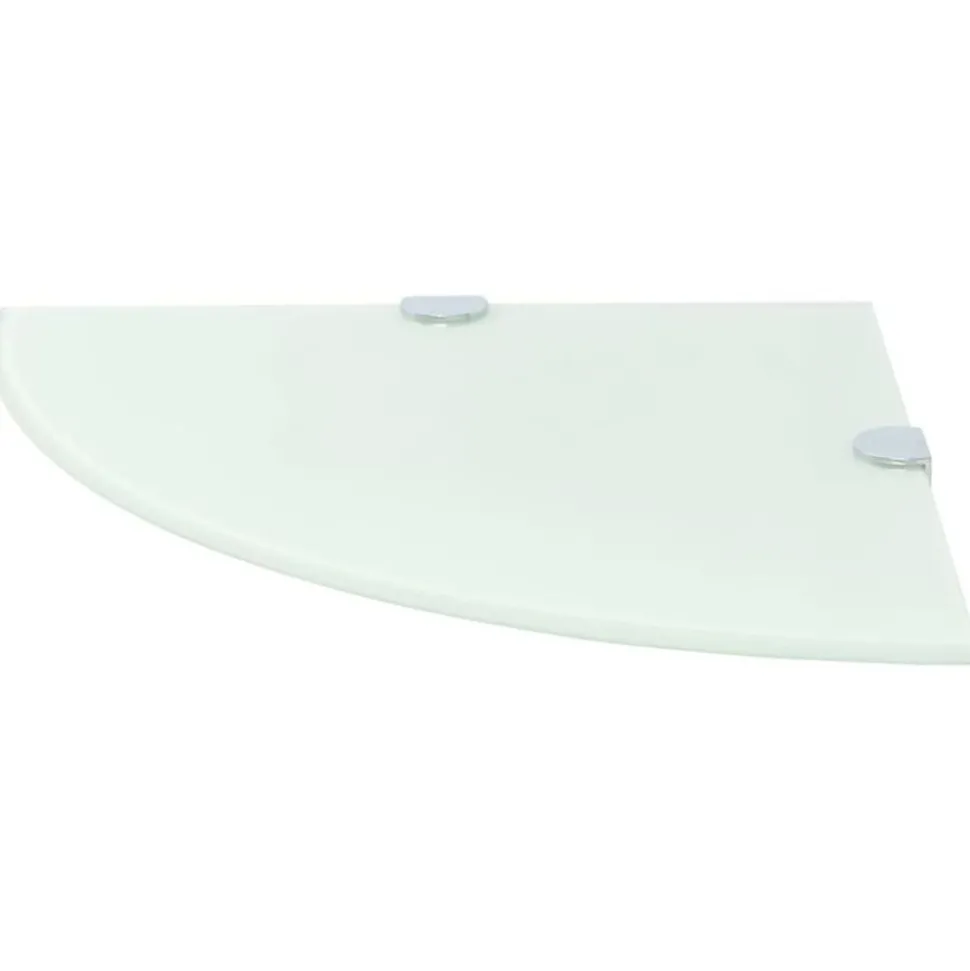 vidaXL Hoekschap met chromen dragers 25x25 cm glas wit