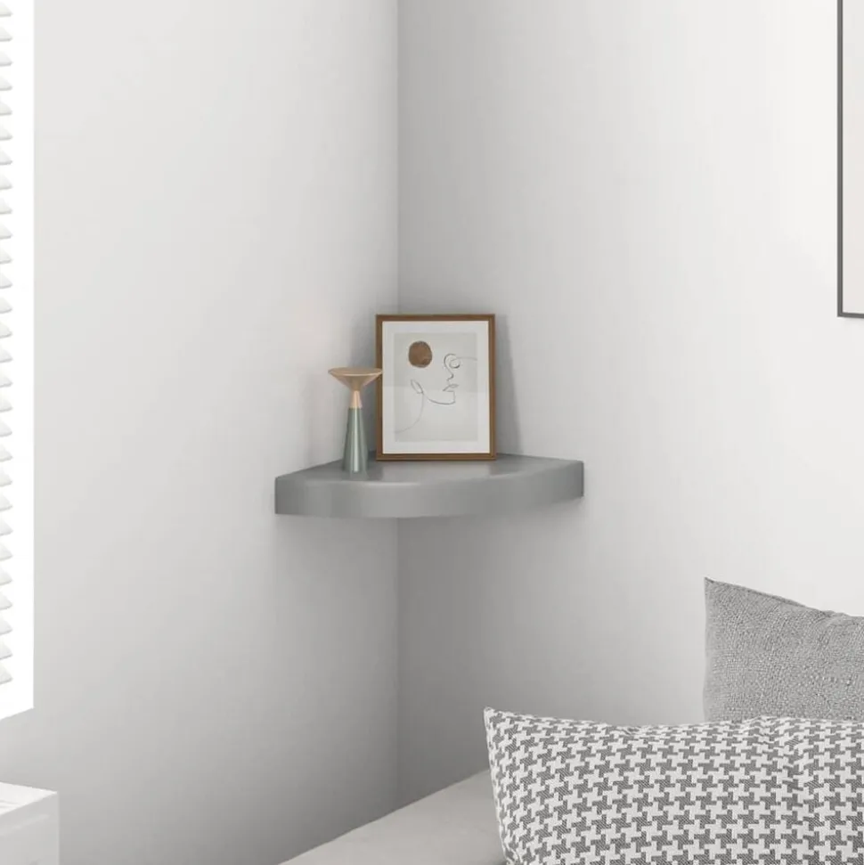 vidaXL Hoekschap zwevend 25x25x3,8 cm MDF hoogglans grijs