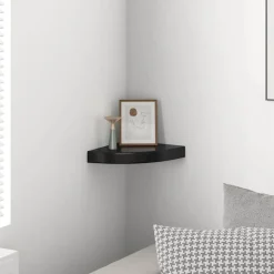 vidaXL Hoekschap zwevend 25x25x3,8 cm MDF hoogglans zwart