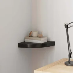 vidaXL Hoekschap zwevend 25x25x3,8 cm MDF hoogglans zwart