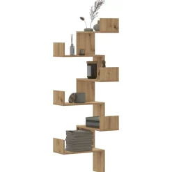 vidaXL Hoekwandschap 45x45x147 cm bewerkt hout artisanaal eikenkleurig