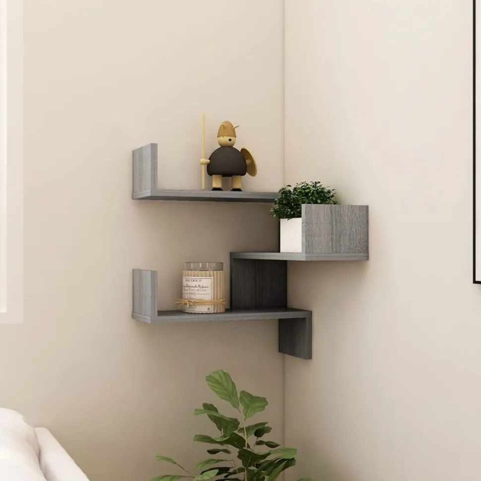 vidaXL Hoekwandschap 40x40x50 cm bewerkt hout grijs sonoma eikenkleur