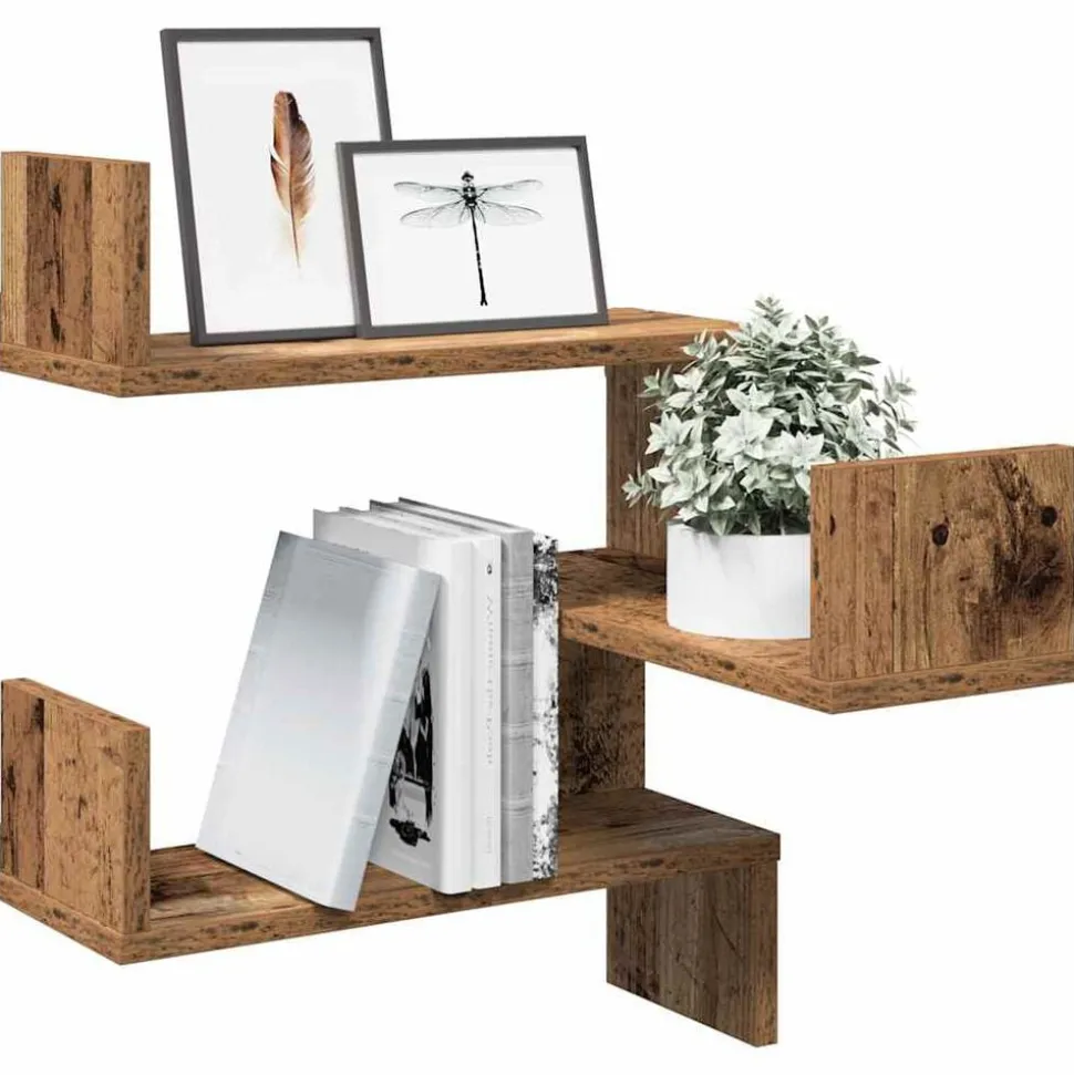 vidaXL Hoekwandschap 40x40x49,5 cm bewerkt hout out houtkleurig