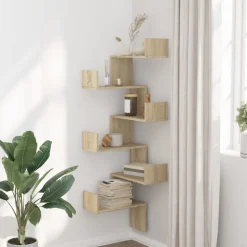 vidaXL Hoekwandschap 45x45x147 cm bewerkt hout sonoma eikenkleurig