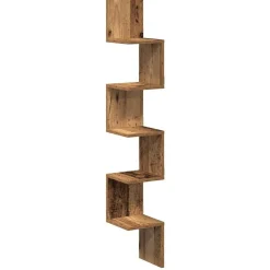 vidaXL Hoekwandschap 20x20x127,5 cm bewerkt hout oud houtkleurig