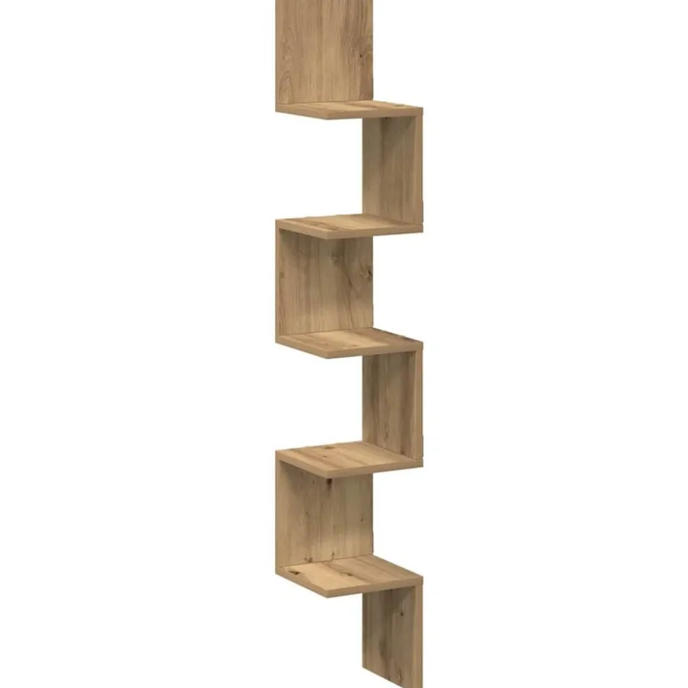 vidaXL Hoekwandschap 20x20x127,5 cm bewerkt hout artisanaal eiken