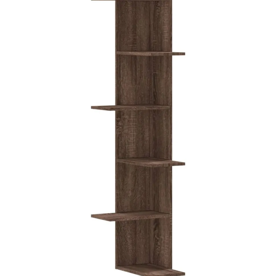 vidaXL Hoekwandschap 36,5x36,5x140 cm bewerkt hout bruin eikenkleurig