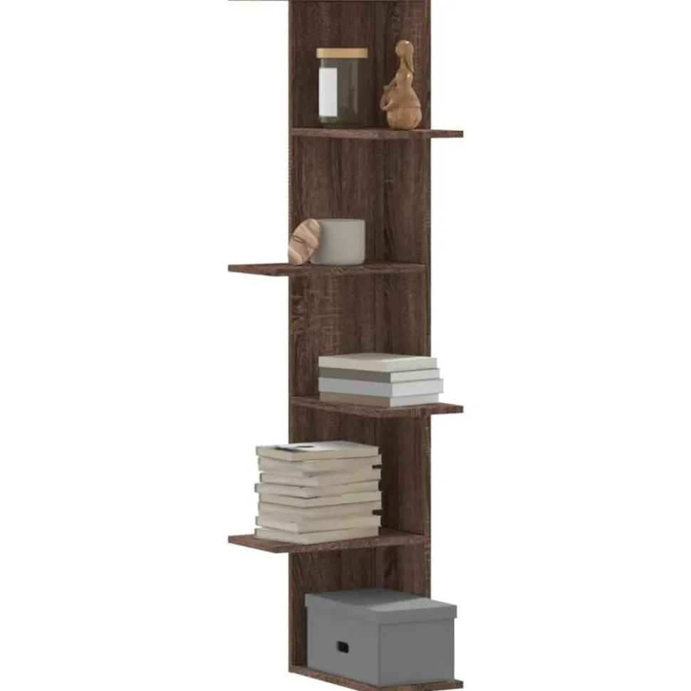 vidaXL Hoekwandschap 36,5x36,5x140 cm bewerkt hout bruin eikenkleurig