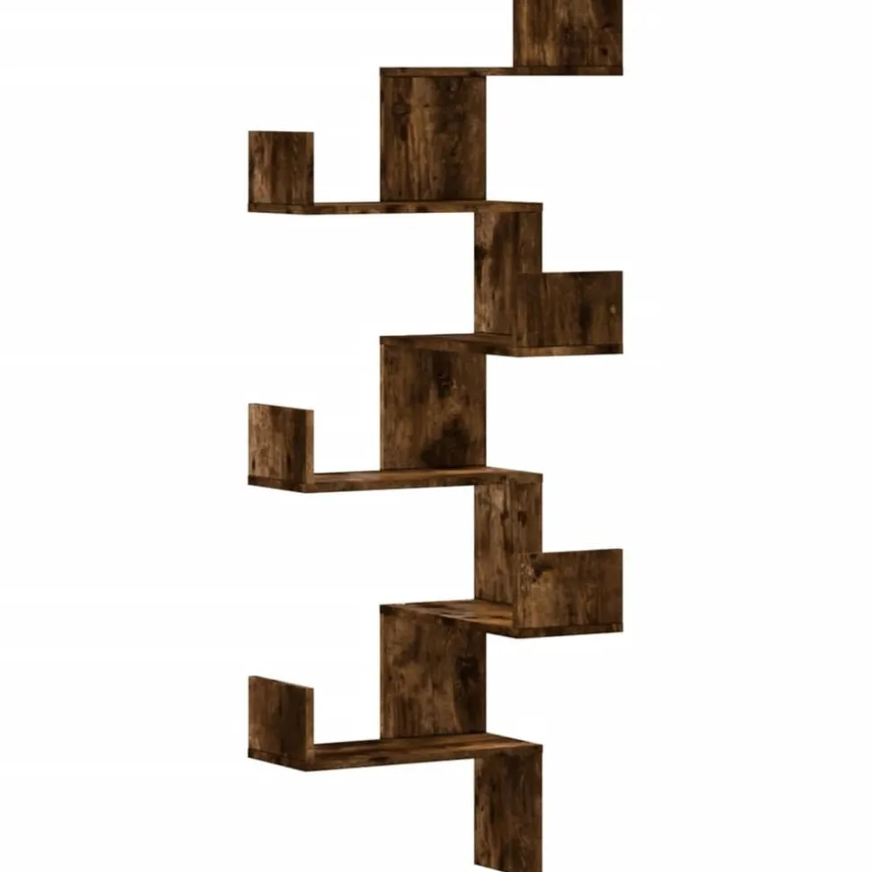 vidaXL Hoekwandschap 45x45x147 cm bewerkt hout gerookt eikenkleurig