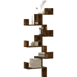vidaXL Hoekwandschap 45x45x147 cm bewerkt hout gerookt eikenkleurig