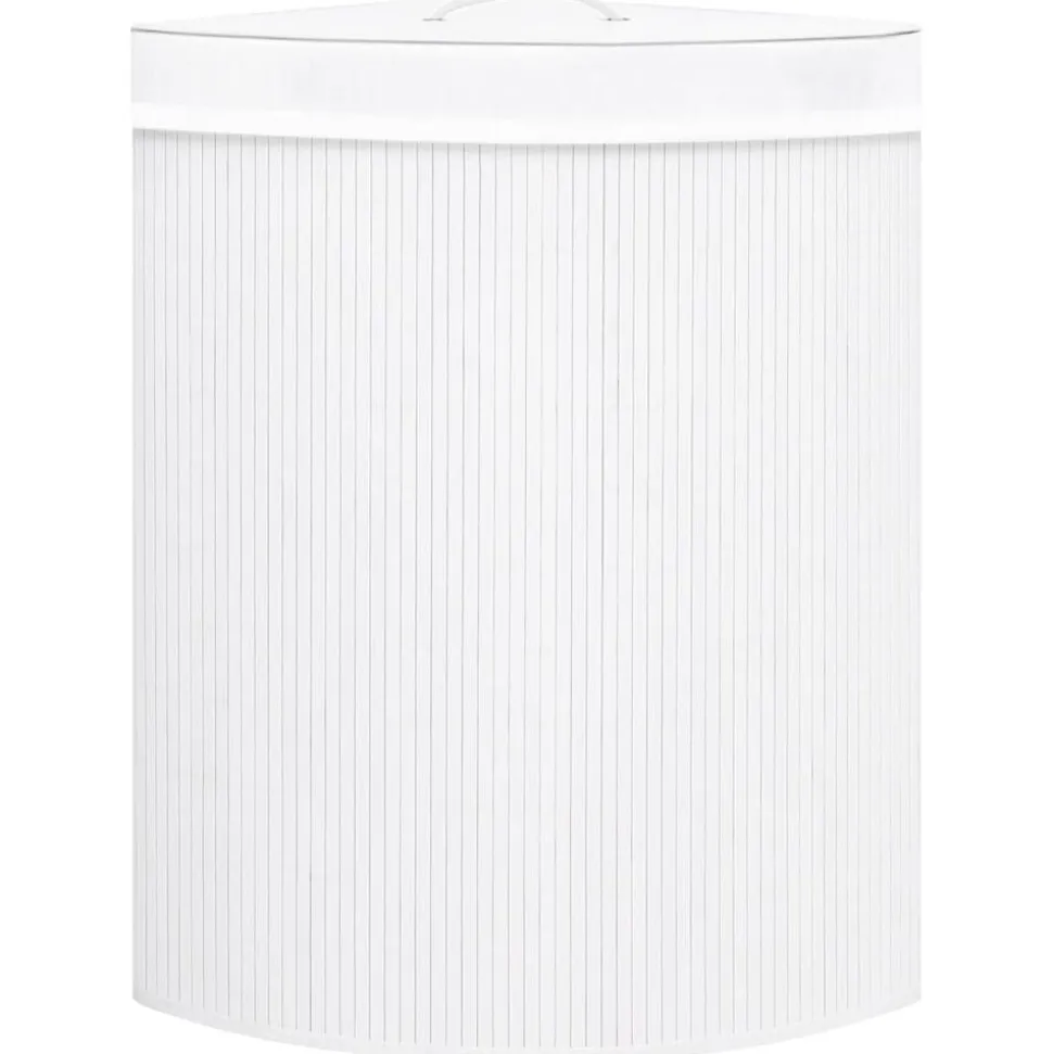 vidaXL Hoekwasmand 60 L bamboe wit