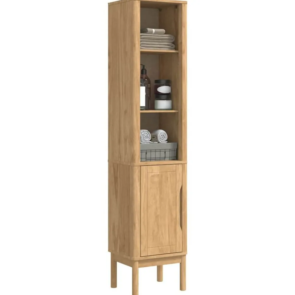 vidaXL Hoge badkamerkast met plank FLORO Wasbruin 35 x 30 x 160 cm