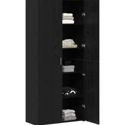 vidaXL Hoge kast 2 pcs Zwart Eiken 80 x 42 x 185 cm